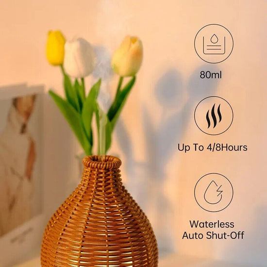Wood Weave Ultrasonic Mini Vase Humidifier & Essential Oil Diffuser