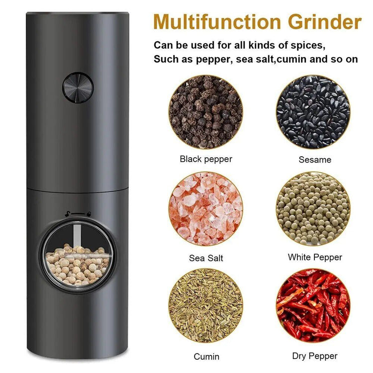 Electric Salt & Pepper Grinder Set with LED & Adjustable Coarseness
