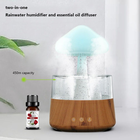 Mushroom Rain Cloud Humidifier with Aroma Diffuser and Colorful Night Lights