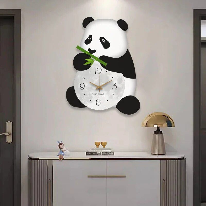 Creative Panda Bamboo Wall Clock