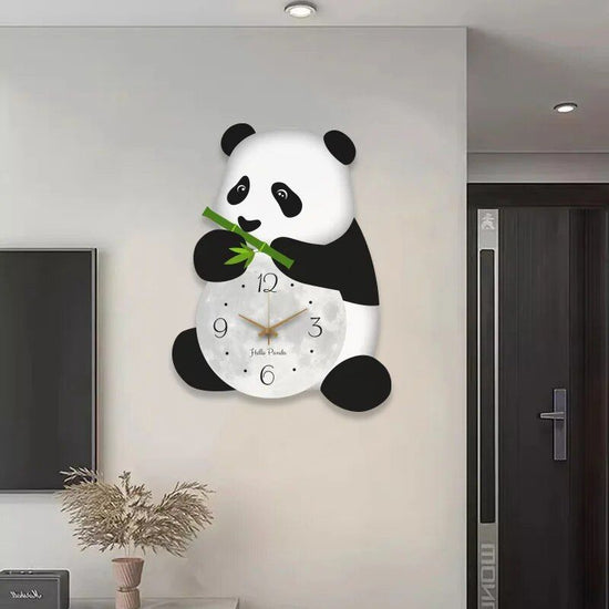 Creative Panda Bamboo Wall Clock